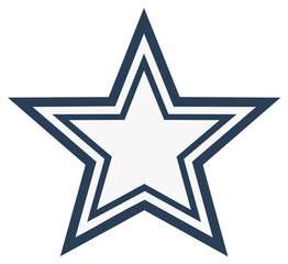 Obraz premium Bold five point star vector graphic featuring a double layered navy blue outline design