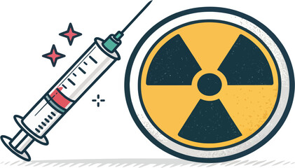 Fototapeta premium Icon of a medical syringe representing radioactive waste