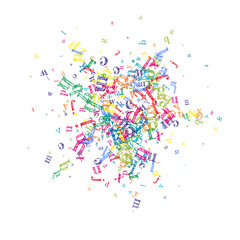 Flying latin letters. Colorful childish scattered
