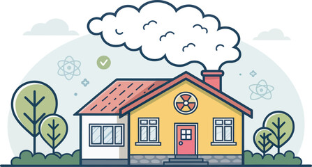 Fototapeta premium Radon Gas Emitting from House A Toxic Hazard for Buildings