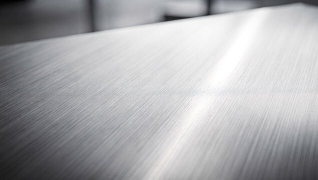 Angled view of a textured brushed metal surface with light glints