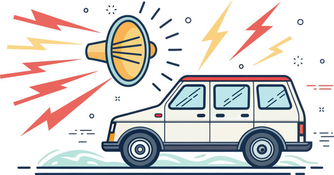Vehicle Horn Icon Emitting Pollution Exaggerated Visual