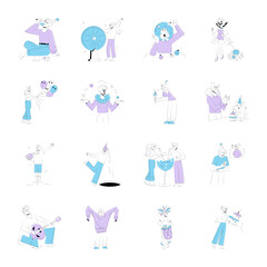 Fototapeta premium Set of Hand Drawn Fun Activities Illustrations 