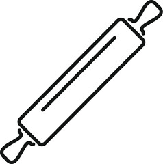 Simple line drawing of a rolling pin, a kitchen utensil used to flatten dough or pastry