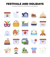 Festivals and Holidays. Collection of 25 Festive Icons