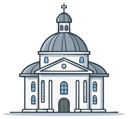 White Domed Building Vector Illustration Traditional Church or Government Architecture