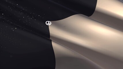 Waving black and white background with peace symbol. International Day of Peace or anti-violence awareness concept