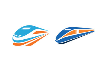 Stylized high speed bullet train vector icons