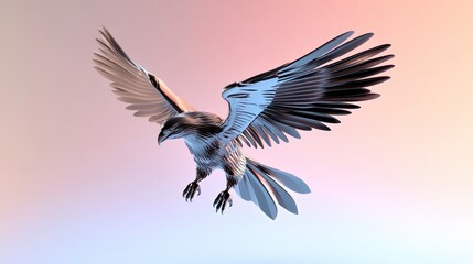 Obraz premium Majestic Eagle Spreading Wings in Vibrant Sky Background