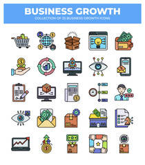 Business Growth Icons: 25 Essential Icons for Marketing. Finance. and Investment