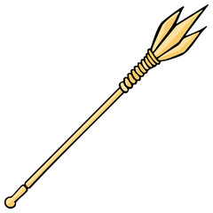 Stylized Golden Trident Spear Weapon Symbol for Fantasy and Mythology