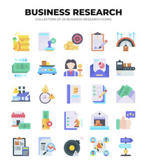 Collection of Business Research Icons. Data Analysis. Financial Reports. and Marketing Strategies