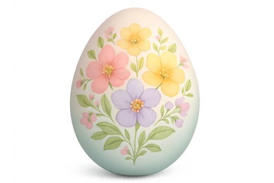 Decorated Floral Easter Egg Isolated on Transparent Background - Powered by Adobe