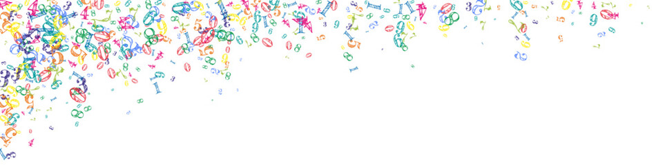 Falling colorful numbers. Math study concept with