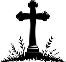 drawing sketch of grave silhouette vector illustration