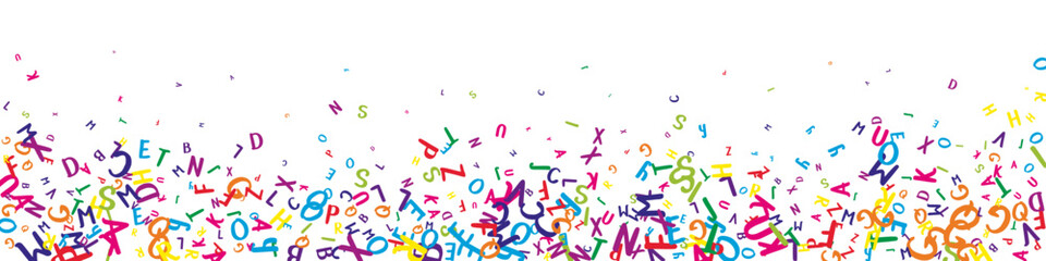 Scattered letters of latin alphabet. Colorful