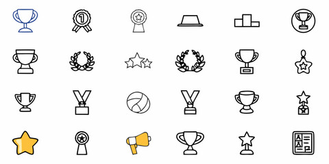 Illustration showcasing various awards trophies medals and other symbols of achievement and recognition