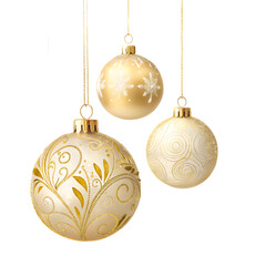 Elegant Gold Christmas Ornaments Floating with Soft White Glow and Delicate Sparkles in Luxury Festive Style on Transparent Background.svg