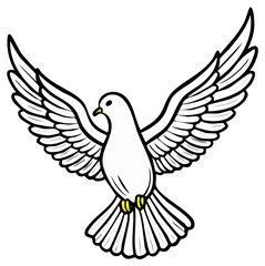 Fototapeta premium Stylized white dove with outstretched wings symbolizing peace and freedom in flight