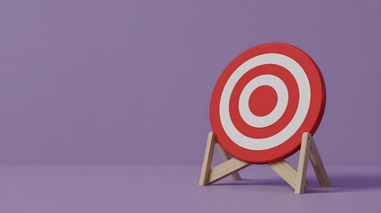 Red and white target on a stand 3D rendering concept for business goals and success