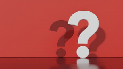 Question mark symbol on a red background a concept for answers solutions and problem solving with copy space