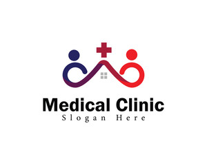 medical clinic logo creative people health community line art