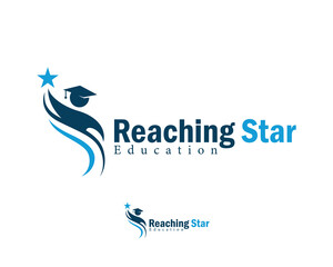 reaching star logo creative design concept growth education innovation