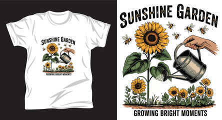 Gardening graphic vector t shirt design print.