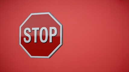 Red stop sign with white text a vector illustration for traffic control and safety isolated on a red background