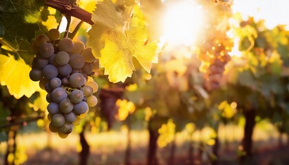 sunlit ripe grapes glowing in the light
