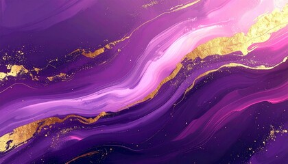 Luxury deep purple background with bold gold streaks and subtle soft pink highlights, abstract high-end design
