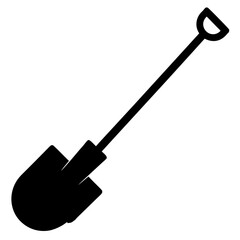 Simple black silhouette of a garden shovel tool