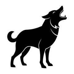 Black silhouette of a dog howling at the sky silhouette