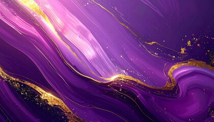 Luxury deep purple background with bold gold streaks and subtle soft pink highlights, abstract high-end design
