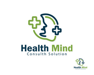health mind logo creative design concept chat medical consult clinic plus