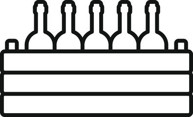 Naklejka premium Six bottles standing in wooden box, ideal for illustrating concepts related to wine storage, transport, and delivery