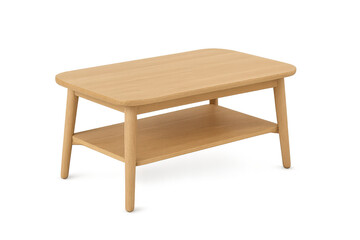 Fototapeta premium Modern light wood coffee table isolated on transparent background, sleek design
