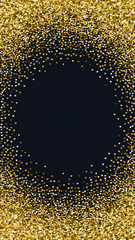 Gold hearts scattered on black background.