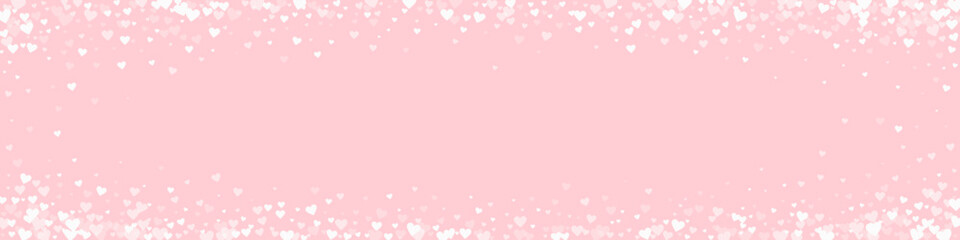 White hearts scattered on pink background.