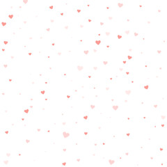 Red hearts scattered on white background.
