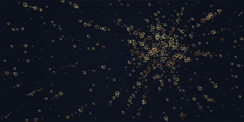 Gold hearts scattered on black background.