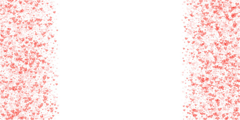 Red hearts scattered on white background.