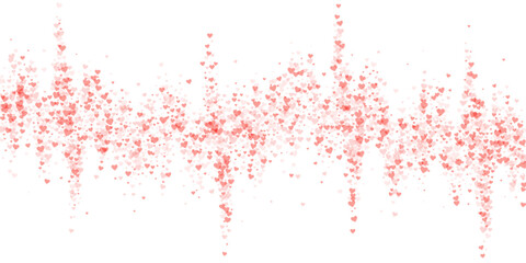 Red hearts scattered on white background.