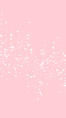 White hearts scattered on pink background.
