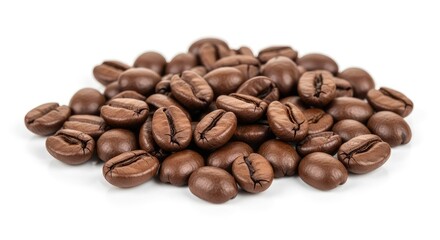 Naklejka premium Freshly roasted coffee beans, aromatic and ready to grind for your morning brew, perfect for cafe menus, product packaging, or advertising materials