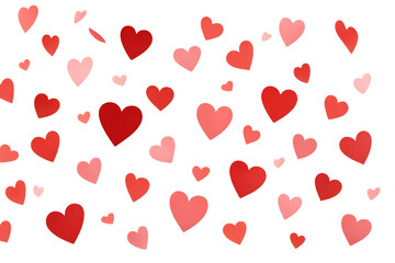 Red and Pink Heart Confetti Burst Isolated on Transparent Background
