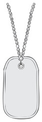 Fototapeta premium Hand drawn illustration of a blank military dog tag on a ball chain necklace
