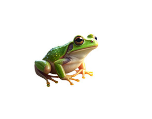 Cute Frog Sitting on Leaf Illustration