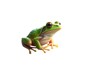 Cute Frog Sitting on Leaf Illustration