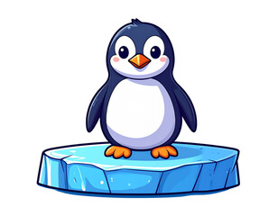  Cute Penguin Standing on Ice Cartoon